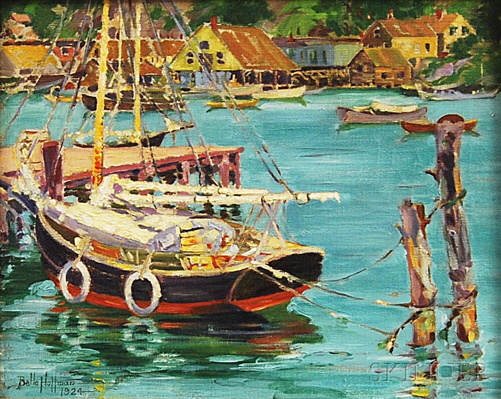 Artwork by Belle Hoffman, New England Harbor View, Made of Oil on canvas