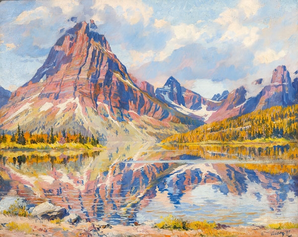 Artwork by Wilbur Adam, Mount Rockwell and Two Medicine Lake (Glacier National Park), Made of oil on canvas