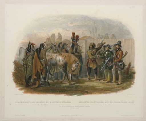 Rencontre des voyageurs avec des indiens Meunitarri par Alex Manceau by Karl Bodmer, 1840