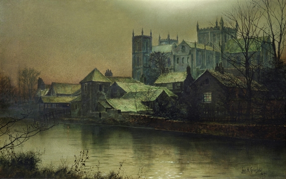 Ripon Minster beside the River Swale by Louis Hubbard Grimshaw, 1896