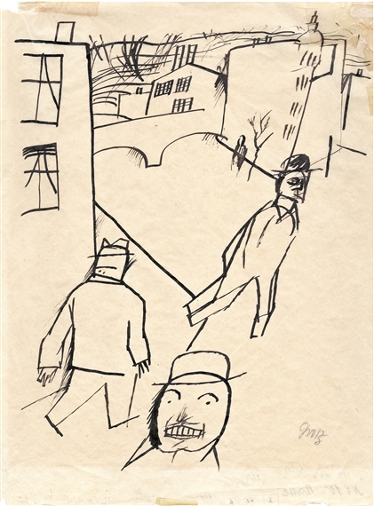 Street with figures by George Grosz, 1916