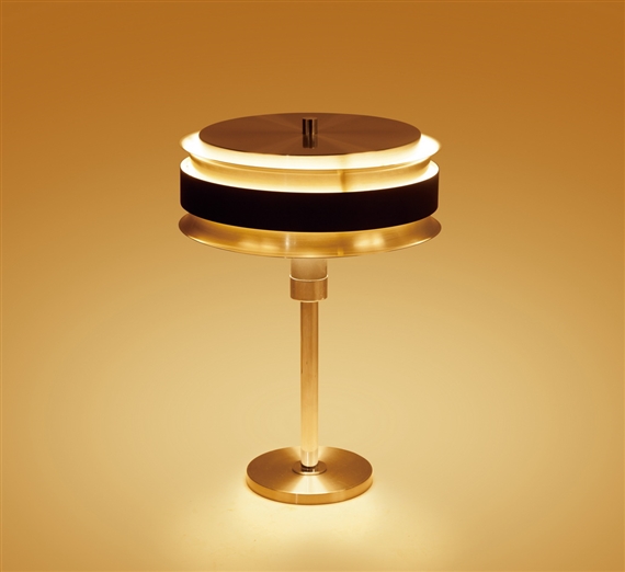 Bicolored Metal Discs Table Lamp by Jo Hammerborg, 1950-1960