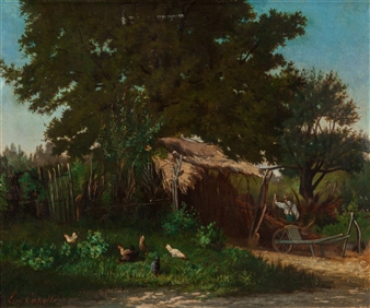 Barnyard with Chickens - Alfred-Eugene Capelle