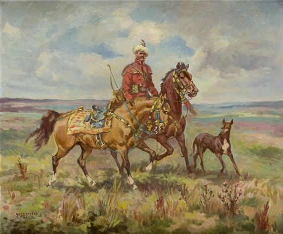Polish Rider with a Horse by G. Rozmus