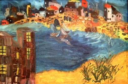 Artwork by Reuven Tishrey, Landscape, Made of Oil on canvas mounted on cardboard