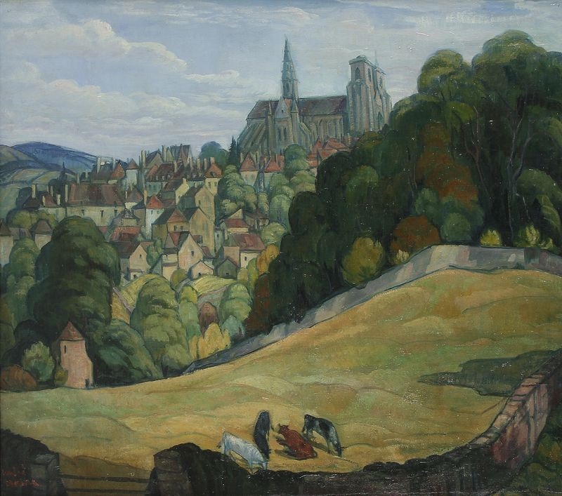 Artwork by André Maire, View of Saumur-en-Auxois, Made of Oil on canvas