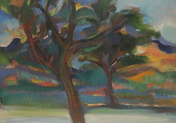 Artwork by Jean Marzelle, Les Pins in Saint-Remy, Made of Oil on canvas