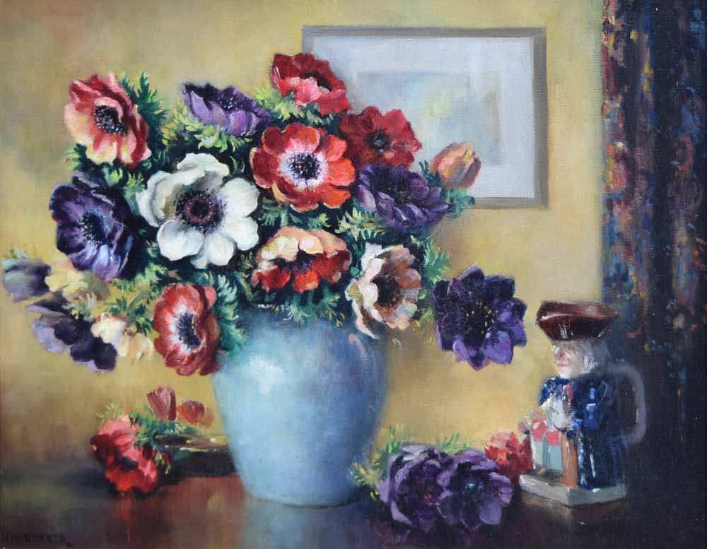 James Hardaker | Still life of anenomes in a vase | MutualArt