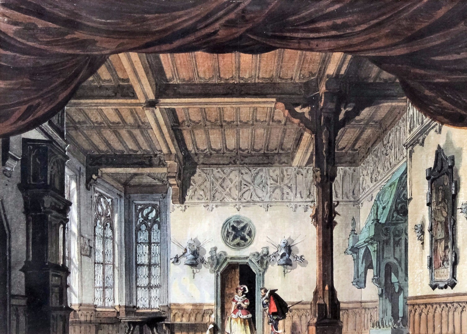 Jank Christian | Design for a theatre set of medieval interior with two ...