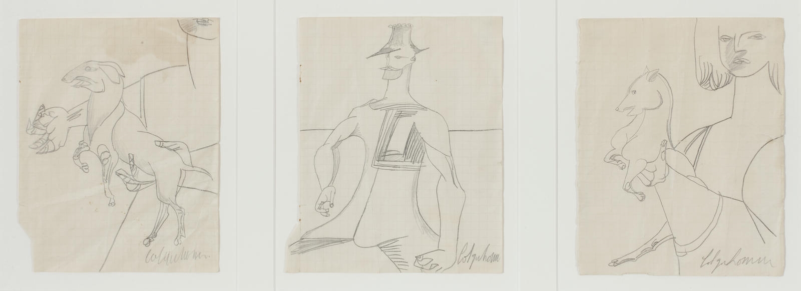 Artwork by Robert Colquhoun, 3 works: Triptych, Made of pencil