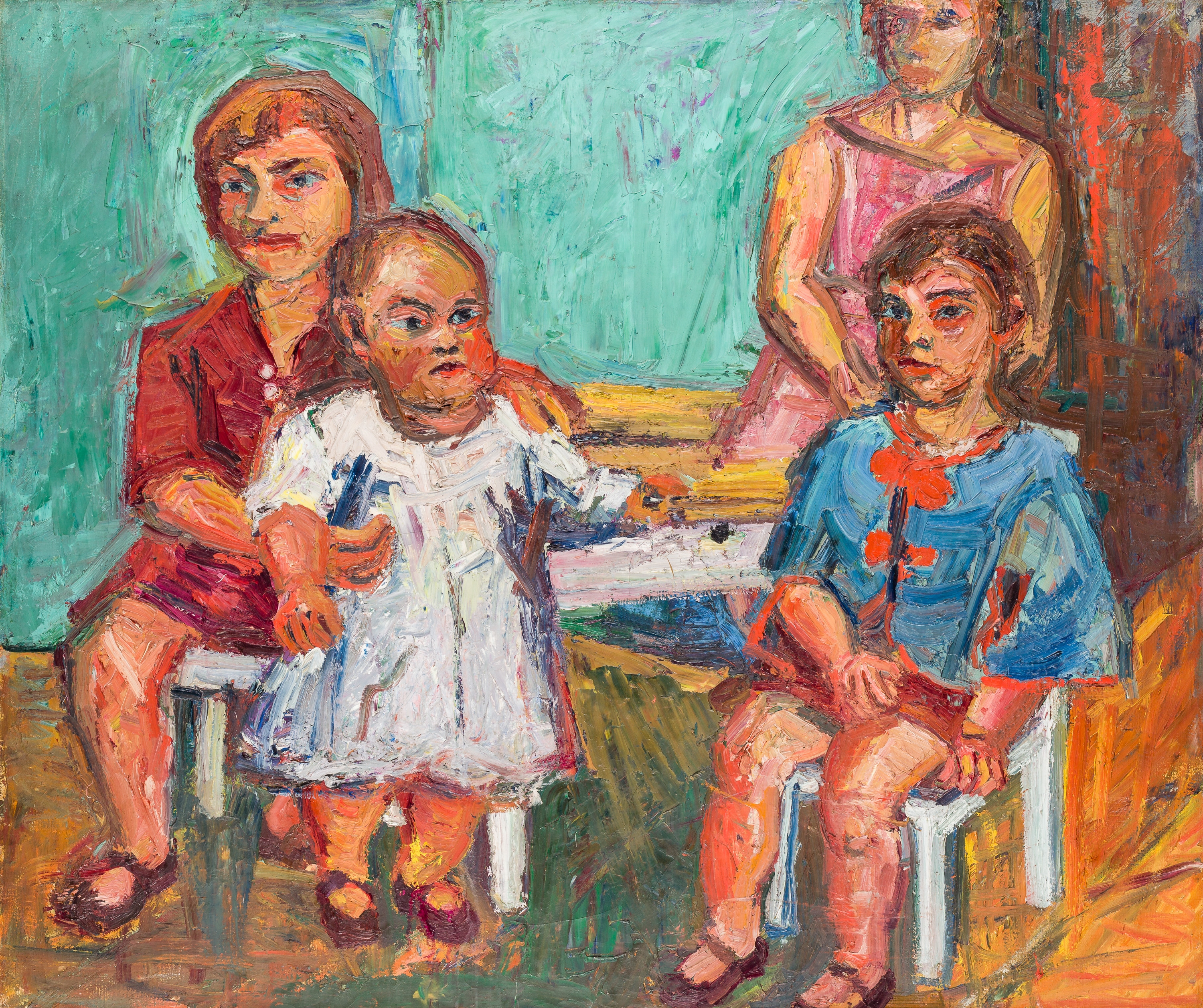 Artwork by Herbert Boeckl, Vier Töchter des Künstlers, Made of oil on canvas