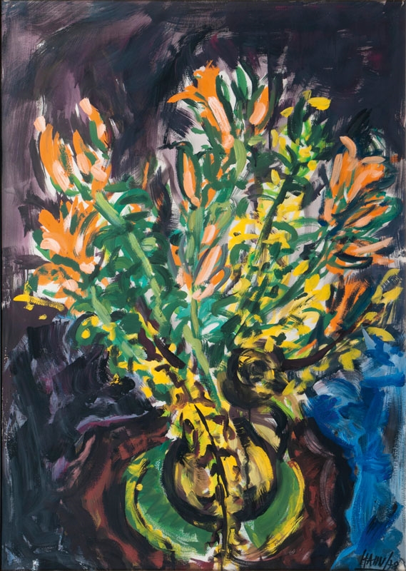 Artwork by Klaus Hahn, Large Bunch of Flowers, Made of Gouache