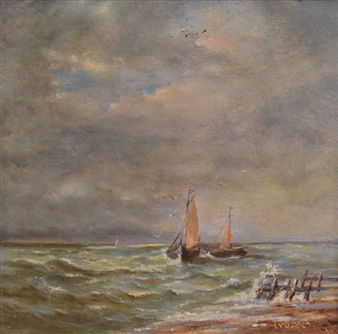 SAILING BOATS ON A STORMY SEA - T. Vozalm