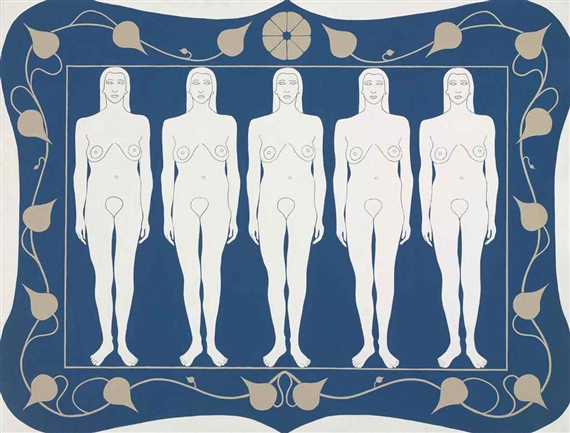 Tea Tray with Five Maidens