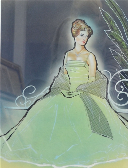 Pportrait of an Elegant Lady in a Green Evening Gown - Glenn Steward