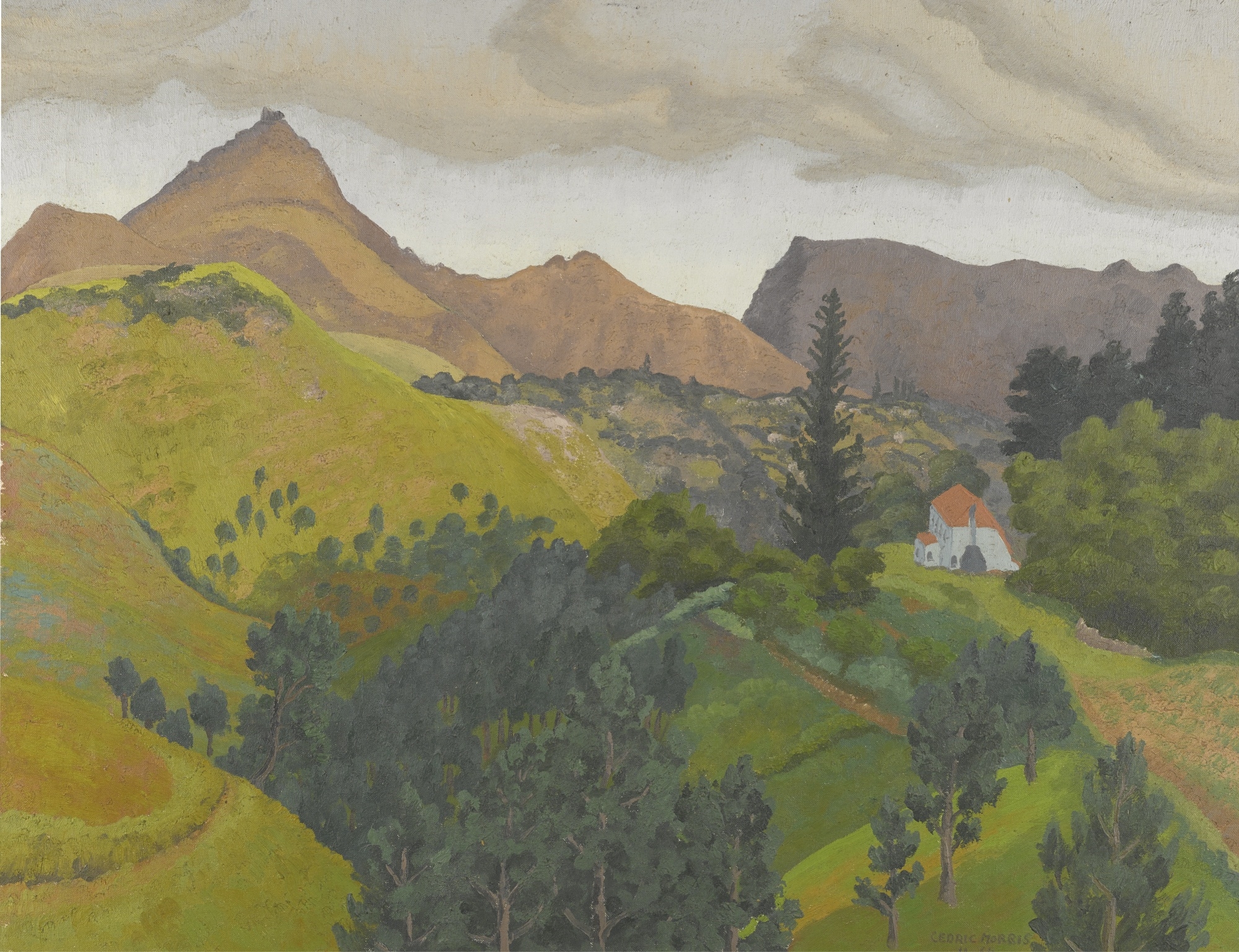DISTANT VIEW OF NAPOLEON'S RESIDENCE ON ST. HELENA by Sir Cedric Morris, 1964