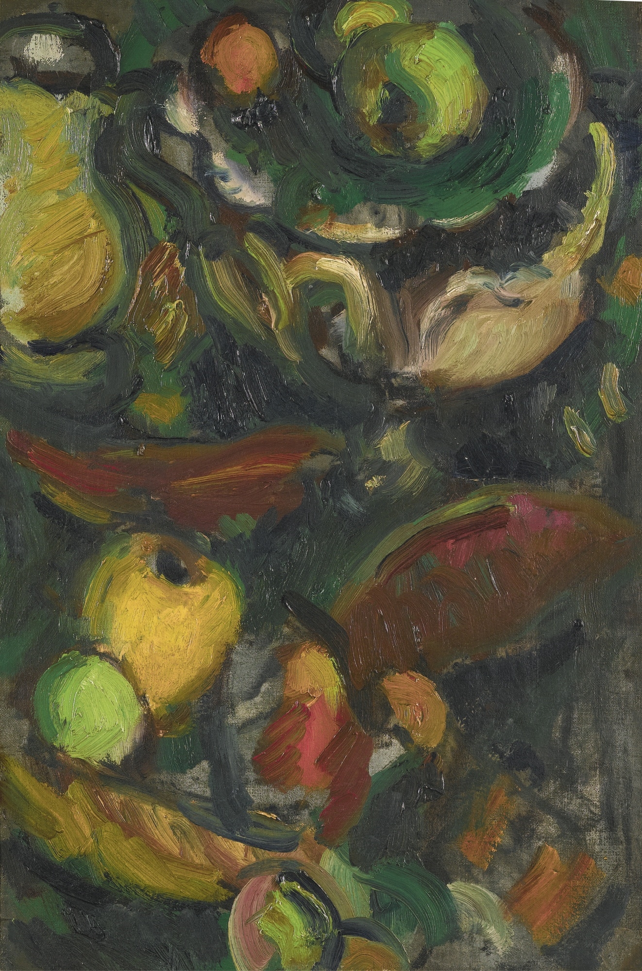 Artwork by Matthew Arnold Bracy Smith, STILL LIFE WITH BOWL, PEARS, AND MELON SLICES, Made of oil on canvas