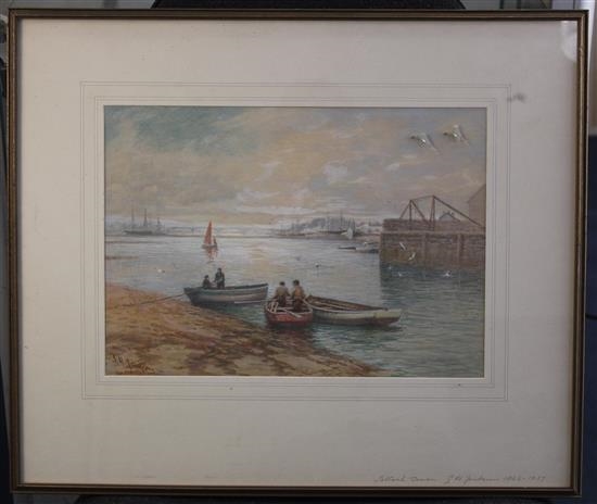 Fishing boats in harbour by George Henry Jenkins