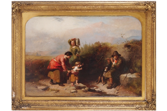 Children with a Shepherd Playing the Flute by Edward John Cobbett