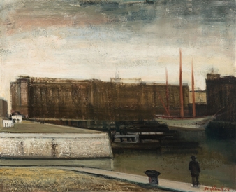 A Dock in Antwerp - Jozef Vinck