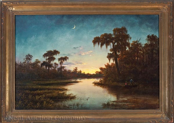 Harold Rudolph | Crescent Moon over the Bayou (1875) | MutualArt