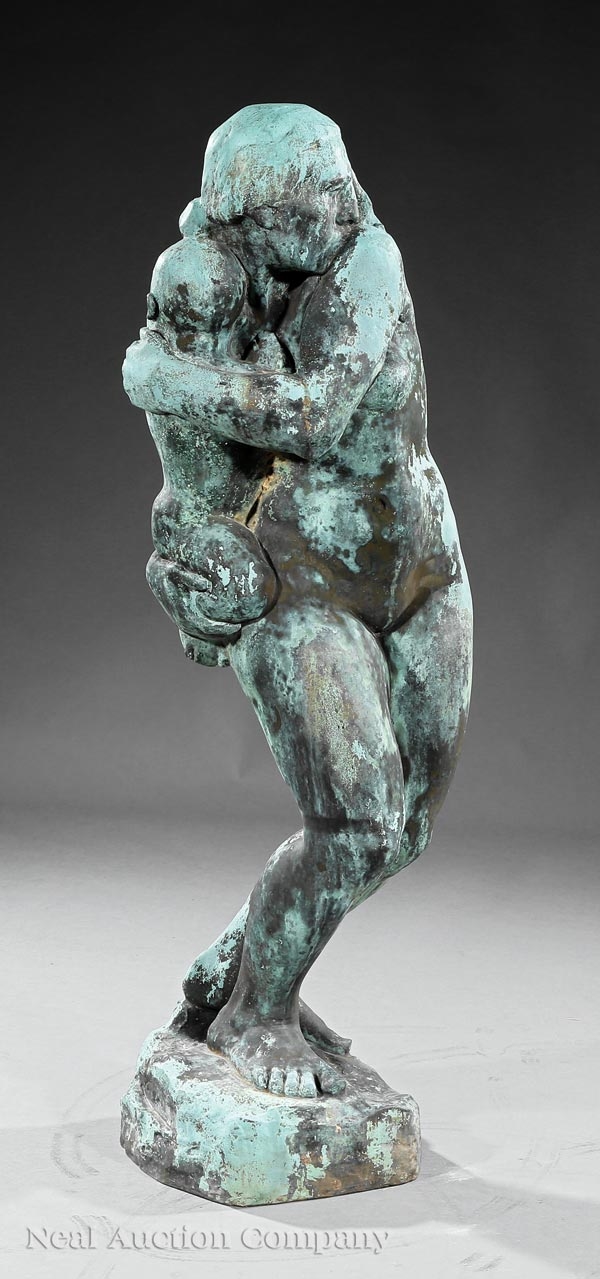 Artwork by Reuben Robert Kramer, Mother and Child, Made of patinated bronze, verdigris patina