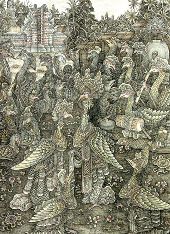 Artwork by I Gusti Putu Sana, Fable (Tantri), Made of acrylic on canvas