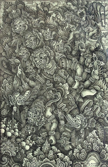 Bathara Wisnu Murti Fight against the Evil Spirit by I Wayan Rajin