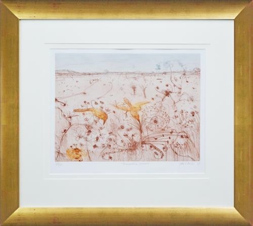 Artwork by John Olsen, Honeyeaters and Grevilleas, Made of colour etching
