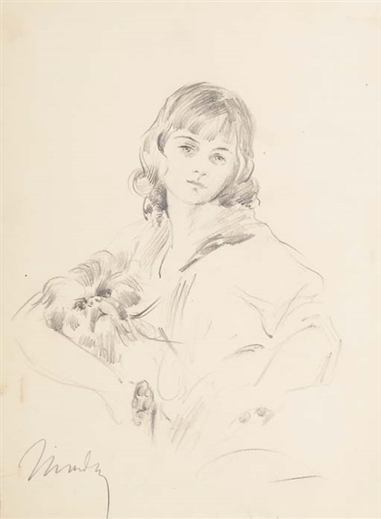 Jeune fille avec un chien