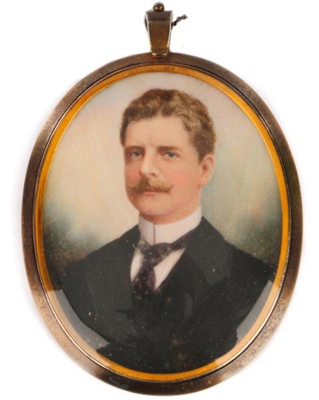 Gerald Sinclair Hayward | An oval portrait miniature watercolor on bone ...