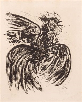 Le coq Lithographie - Frans Dille