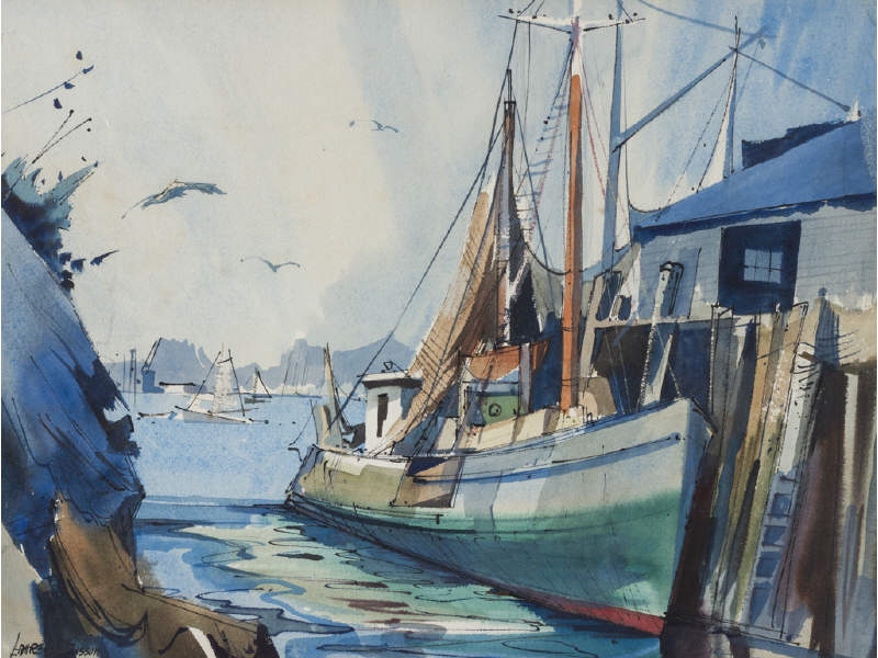 Laurence Sisson Dockside Harbor Scene MutualArt