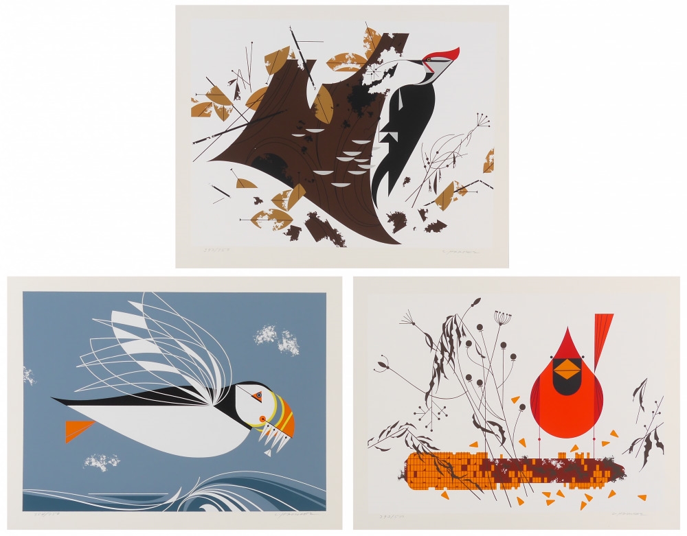 Charley Harper | 3 works: Antypasto (Pileated Woodpecker), The Name is