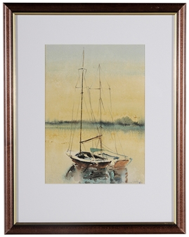 2 works, Boats at Sunset - Julia Homer Wilson