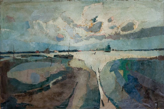 View of the river Scheldt by Floris Jespers, Circa 1915