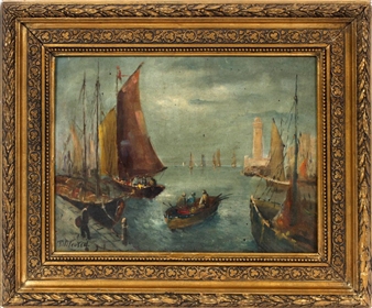 HARBOR SCENE - T.V. Heusen