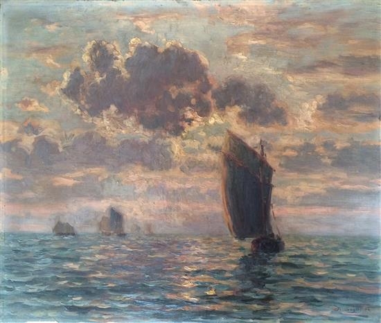 Artwork by Charles Louis Signoret, Sailing boats, Made of oil on canvas