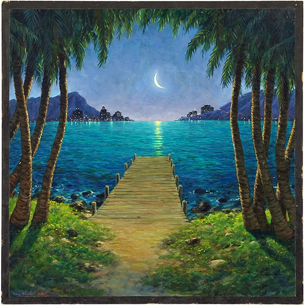 Artwork by Doug Shelton, Moonlit Bay, Made of acrylic on board