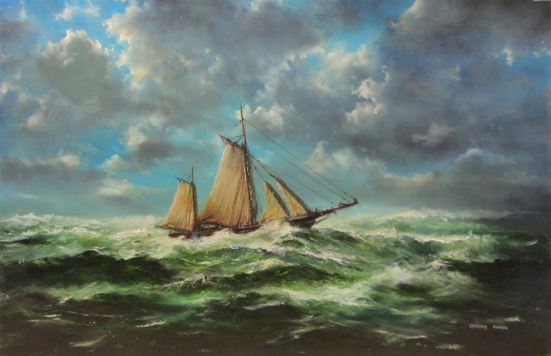 Graham Hedges Sailing Ship in Stormy Seas MutualArt