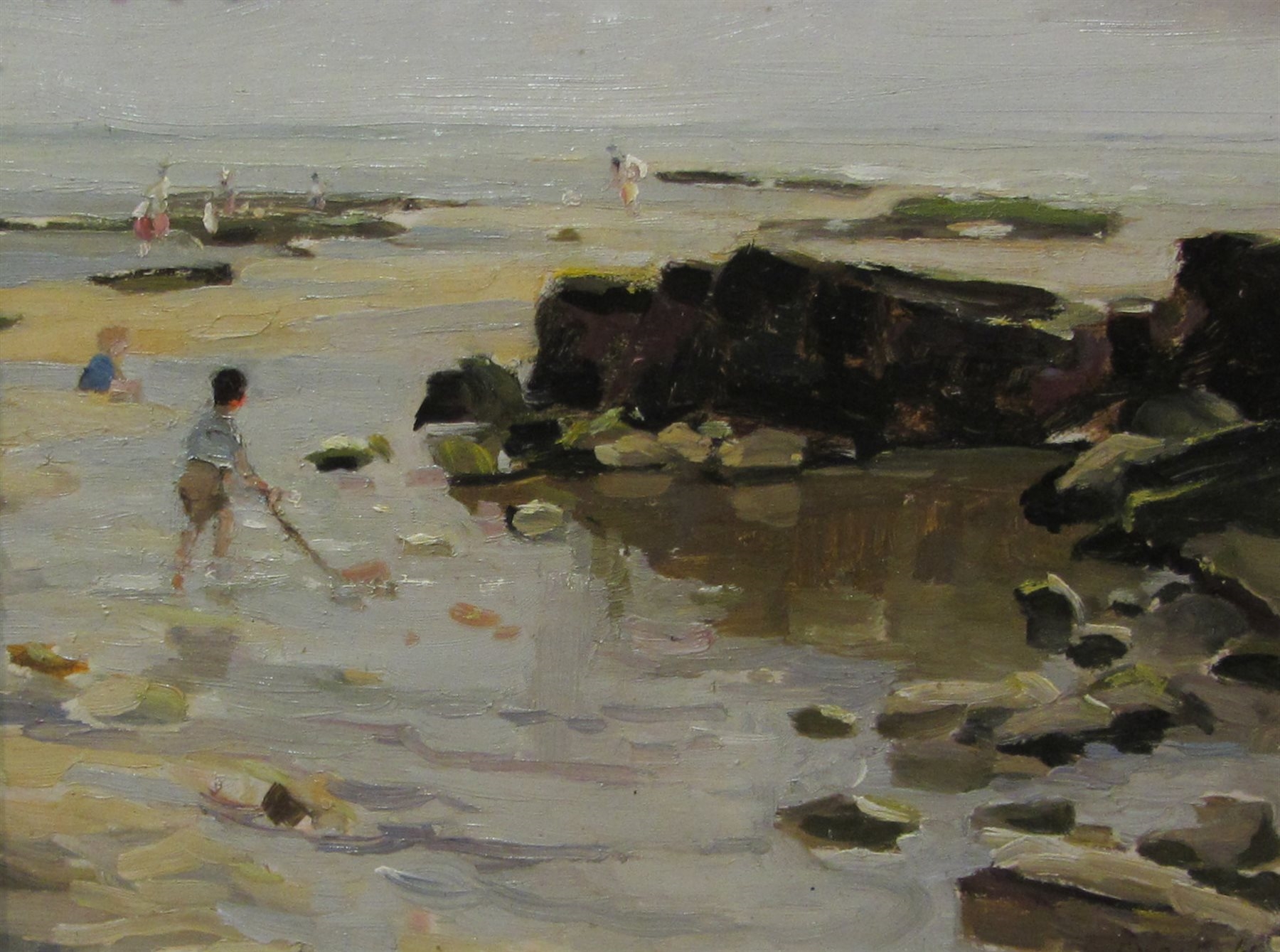 Artwork by Emily G. Court, Children Playing by the Sea, Made of oil on board