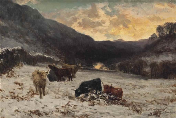 A winter afternoon in Glen Lyon, Scotland by David Farquharson, 1880