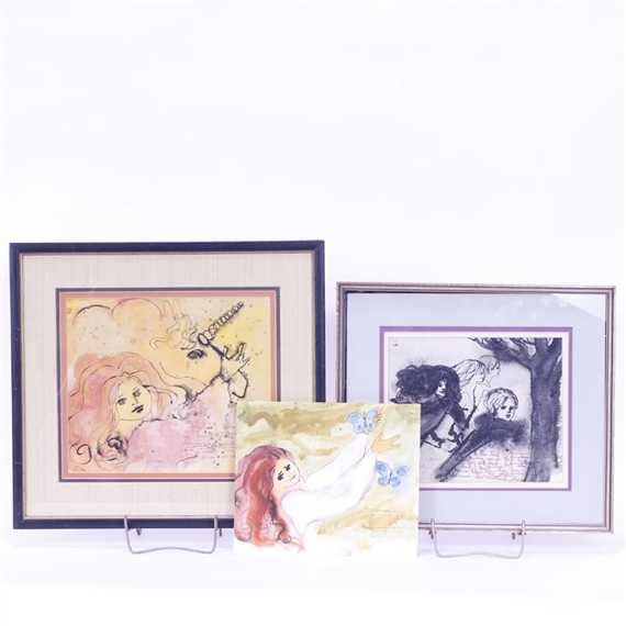3 works, Woman with Butterflies