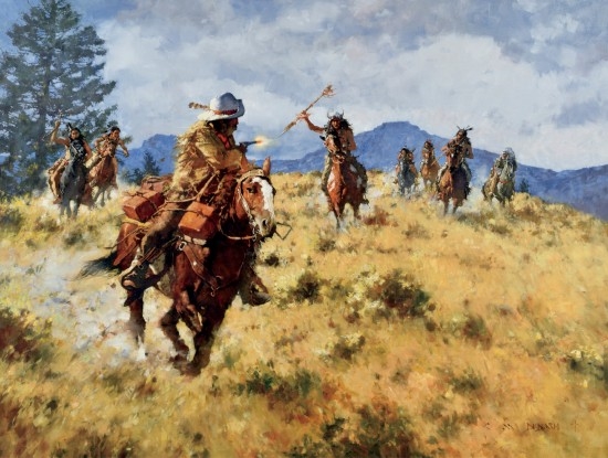 A Narrow Escape - The Pony Express by C. Michael Dudash, 1861
