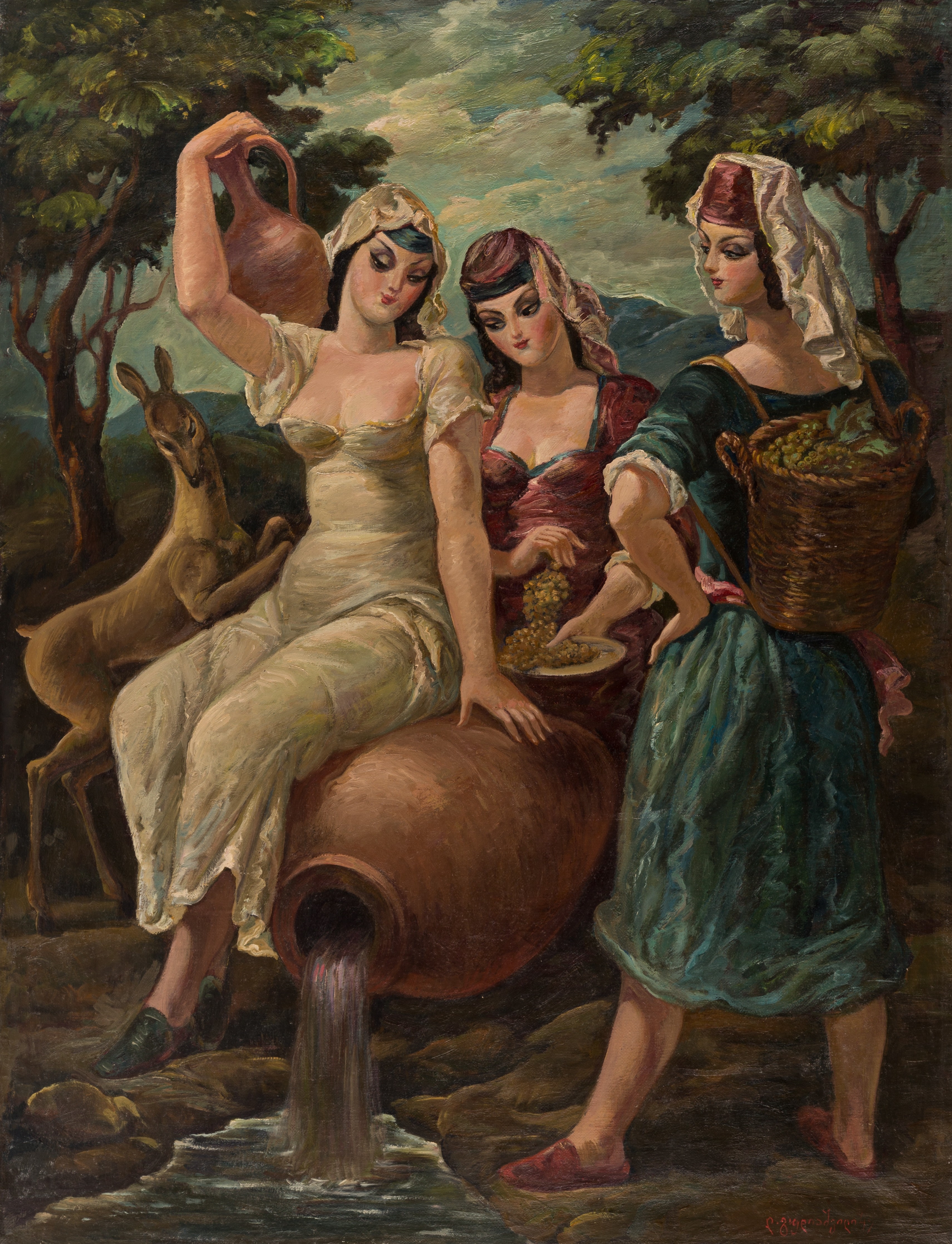 Artwork by Lado Davidovich Gudiashvili , By the Spring, Made of Oil on canvas