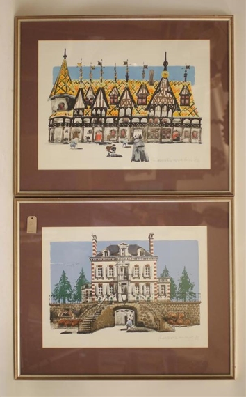 Two works: Maison Bollinger; Hospices de Beaune by Paul Hogarth