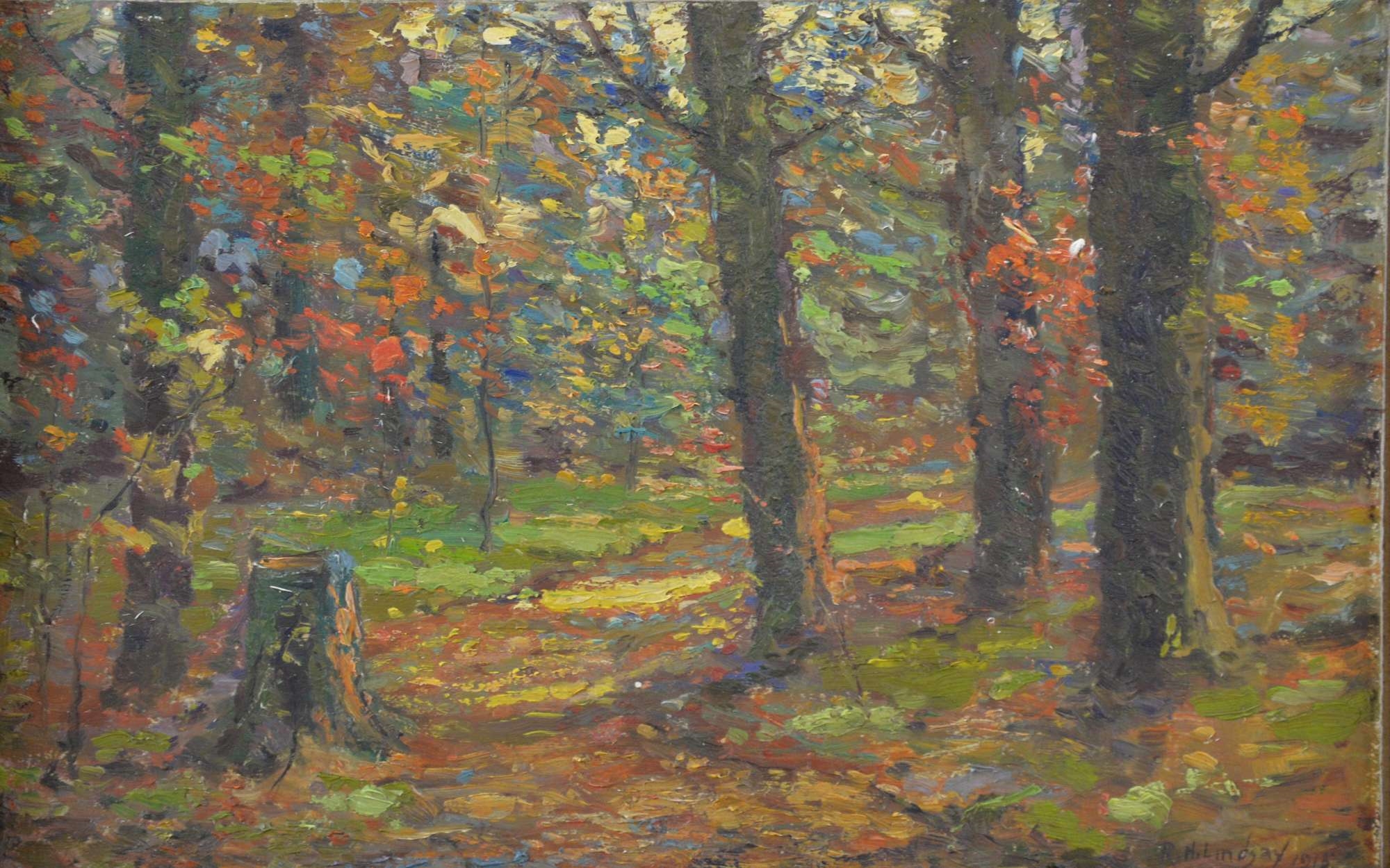 Artwork by Robert Henry Lindsay, Autumn, Made of Oil on board.