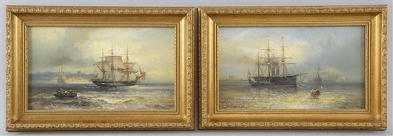 2 Works: Man of War Off Spit Head, Off to Sea by M. Sinclair