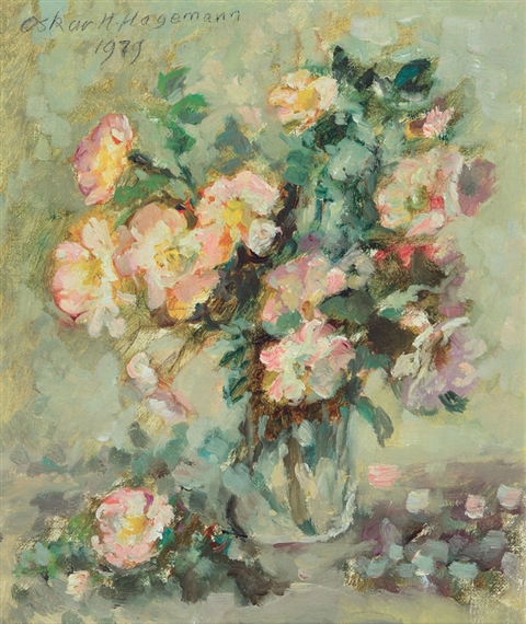 Still life with flowers by Oskar H. Hagemann