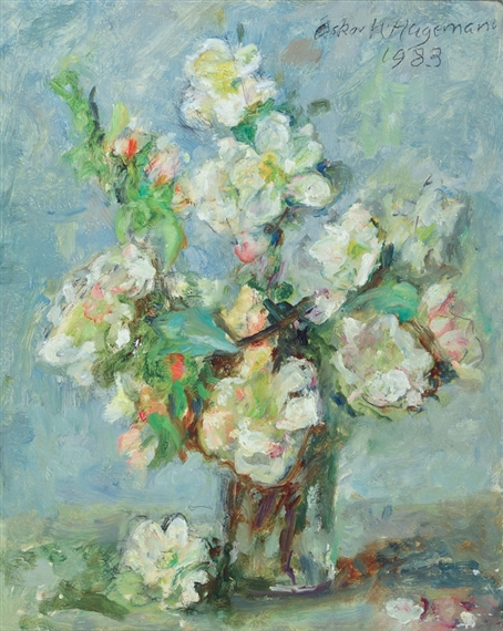 Still life with flowers by Oskar H. Hagemann